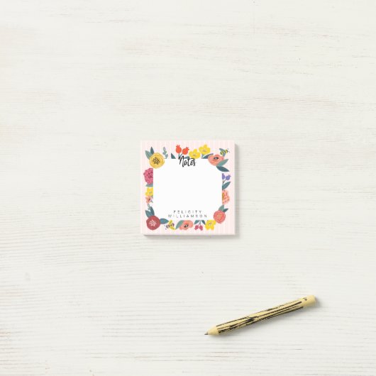 Feminine Abstracte wilde bloem, olijven en bijen Post-it® Notes (Op bureau)