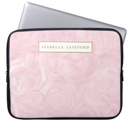 Feminine Agate roos gold faux gold add jouw naam Laptop Sleeve