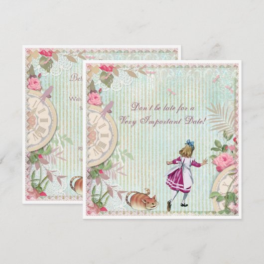 Feminine Alice in Wonderland Shabby Chic Birthday Kaart (Voorkant / Achterkant)