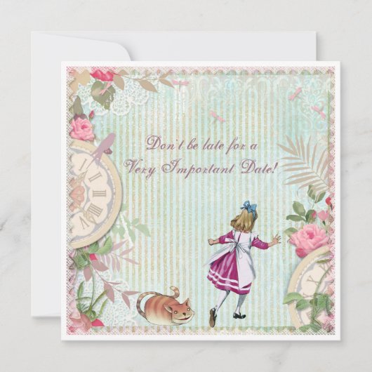 Feminine Alice in Wonderland Shabby Chic Birthday Kaart (Voorkant)