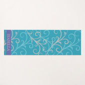 Feminine Aqua Blue Swirl - Gepersonaliseerd Yogamat (Voorkant (horizontaal))