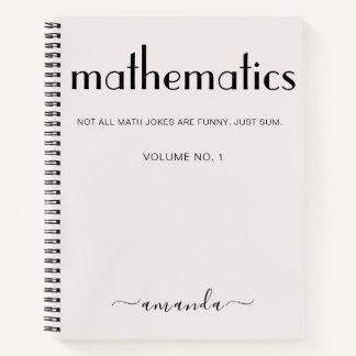Feminine Beige Black Gepersonaliseerde wiskunde Notitieboek