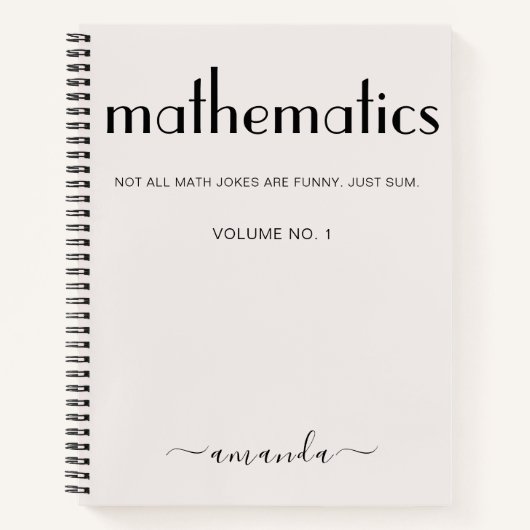 Feminine Beige Black Gepersonaliseerde wiskunde Notitieboek (Voorkant)