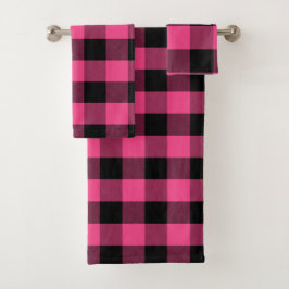 Feminine Black en Pink Buffalo Pset Bad Handdoek