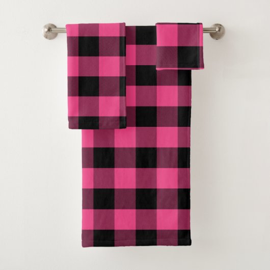 Feminine Black en Pink Buffalo Pset Bad Handdoek (Insitu)
