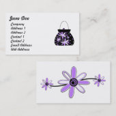 Feminine Black Paarse Floral Handbag Visitekaartje (Voorkant / Achterkant)