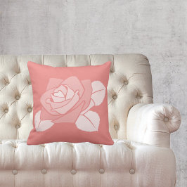 Feminine Bleek Red Rose Blossom Silhouette Kussen