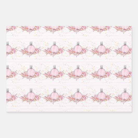 feminine bleek roze parfumestrepen & floraal inpakpapier vel (Voorkant 3)