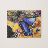 Feminine Blue Butterfly Abstract Kunstschilder Legpuzzel (Horizontaal)