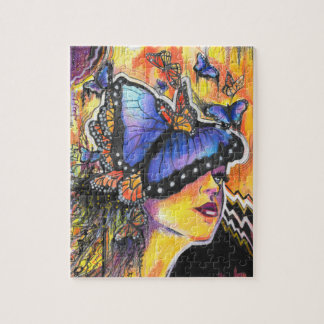 Feminine Blue Butterfly Abstract Kunstschilder Legpuzzel