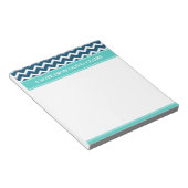 Feminine Blue Chevron Aangepaste naam Notitieblok (Schuin)