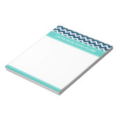 Feminine Blue Chevron Aangepaste naam Notitieblok (Linkerzijde)