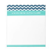 Feminine Blue Chevron Aangepaste naam Notitieblok (Voorkant)
