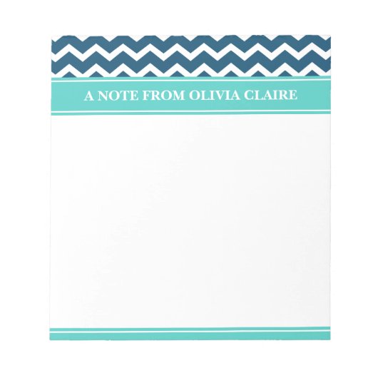 Feminine Blue Chevron Aangepaste naam Notitieblok (Voorkant)