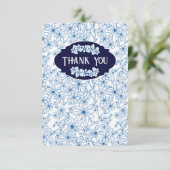 Feminine Blue Floral Pattern, Blank Bedankkaart (Staand voorkant)