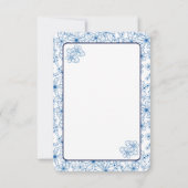 Feminine Blue Floral Pattern, Blank Bedankkaart (Achterkant)