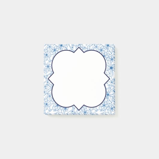 Feminine Blue Floral Pattern, Blank Post-it® Notes (Voorkant)