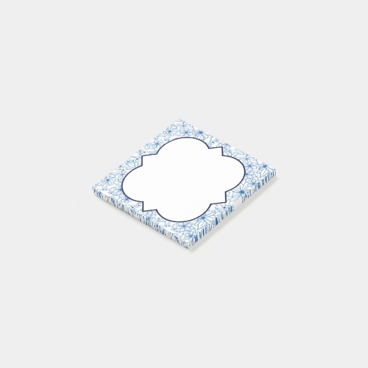 Feminine Blue Floral Pattern, Blank Post-it® Notes (Schuin)