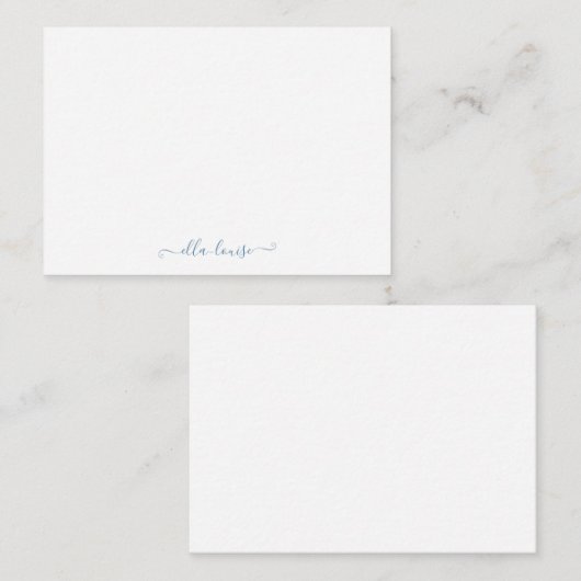 Feminine Blue Script Name Notitiekaartje (Voorkant / Achterkant)