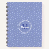 Feminine Blue Stippen Pattern Monogram Notitieboek (Voorkant)