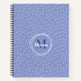 Feminine Blue Stippen Pattern Monogram Notitieboek