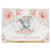 Feminine Blush Elephant Floral Baby shower Groot Cadeauzakje (Achterkant)