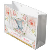 Feminine Blush Elephant Floral Baby shower Groot Cadeauzakje (Voorkant Gekanteld)