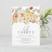 Feminine Blush Floral Wildflower Dertig verjaardag Kaart (Staand voorkant)