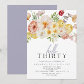 Feminine Blush Floral Wildflower Dertig verjaardag Kaart (Voorkant / Achterkant)