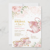 Feminine Blush Gold Floral Vrijgezellenfeest Tea P Kaart (Voorkant)