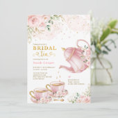 Feminine Blush Gold Floral Vrijgezellenfeest Tea P Kaart (Staand voorkant)