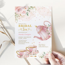 Feminine Blush Gold Floral Vrijgezellenfeest Tea P