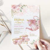 Feminine Blush Gold Floral Vrijgezellenfeest Tea P Kaart