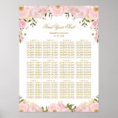 Feminine Blush Gold Floral Wedding Seating Chart Poster (Voorkant)