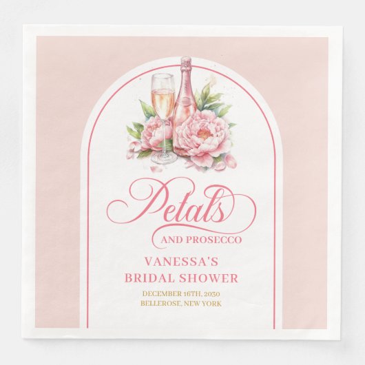 Feminine Blush Petals and Prosecco Napkin Design Servet (Voorkant)