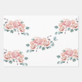Feminine Blush Pink and White Waterverf Floral Inpakpapier Vel (Voorkant 2)