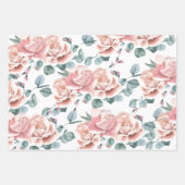 Feminine Blush Pink and White Waterverf Floral Inpakpapier Vel (Voorkant)