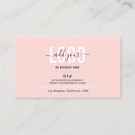 Feminine Blush Pink Beauty Salon Lash Spa Logo Afsprakenkaartje (Achterkant)