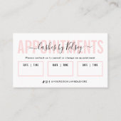 Feminine Blush Pink Beauty Salon Lash Spa Logo Afsprakenkaartje (Voorkant)
