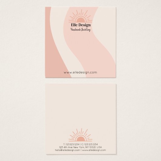 Feminine Blush Pink Boho Sun die Kaart voor beelds (Voorkant /achterkant)