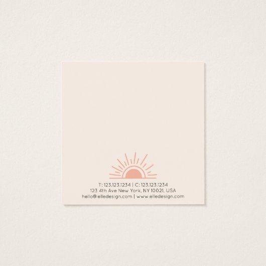 Feminine Blush Pink Boho Sun die Kaart voor beelds (Achterkant)