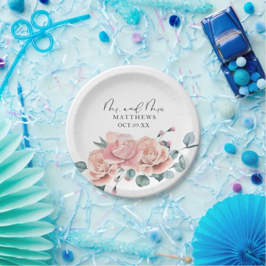 Feminine Blush Pink de heer en mevrouw Papieren Bordje (Feest)