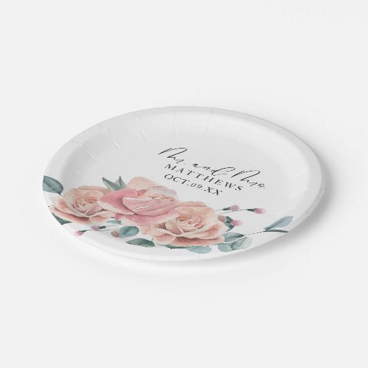 Feminine Blush Pink de heer en mevrouw Papieren Bordje (Gekanteld)