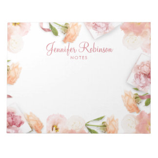 Feminine Blush Pink Floral Bouquet Lijst Notitieblok