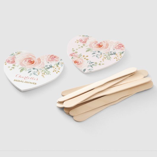 Feminine Blush Pink Floral Bridal Wedding Shower Handwaaier (Niet-gemonteerd)