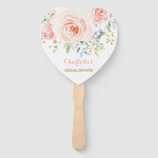 Feminine Blush Pink Floral Bridal Wedding Shower Handwaaier (Voorkant)
