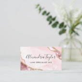 Feminine Blush Pink Gold Glitter Marble Agate Visitekaartje (Staand voorkant)