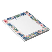 Feminine Blush Pink Navy Blue Floral Pattern Notitieblok (Schuin)