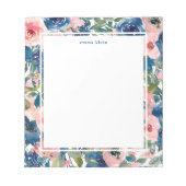 Feminine Blush Pink Navy Blue Floral Pattern Notitieblok (Voorkant)