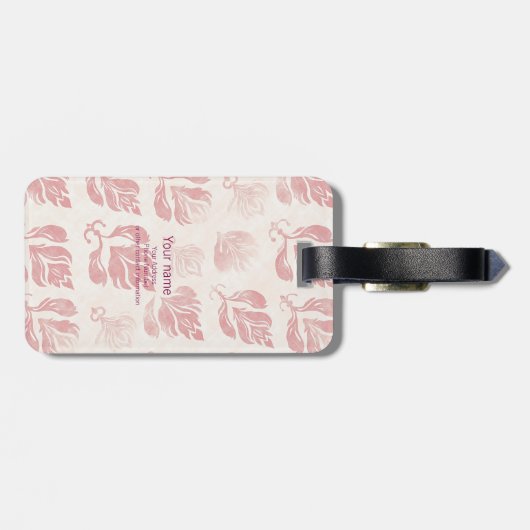Feminine Blush Pink Pattern Monogram Bagagelabel (Achterkant horizontaal)